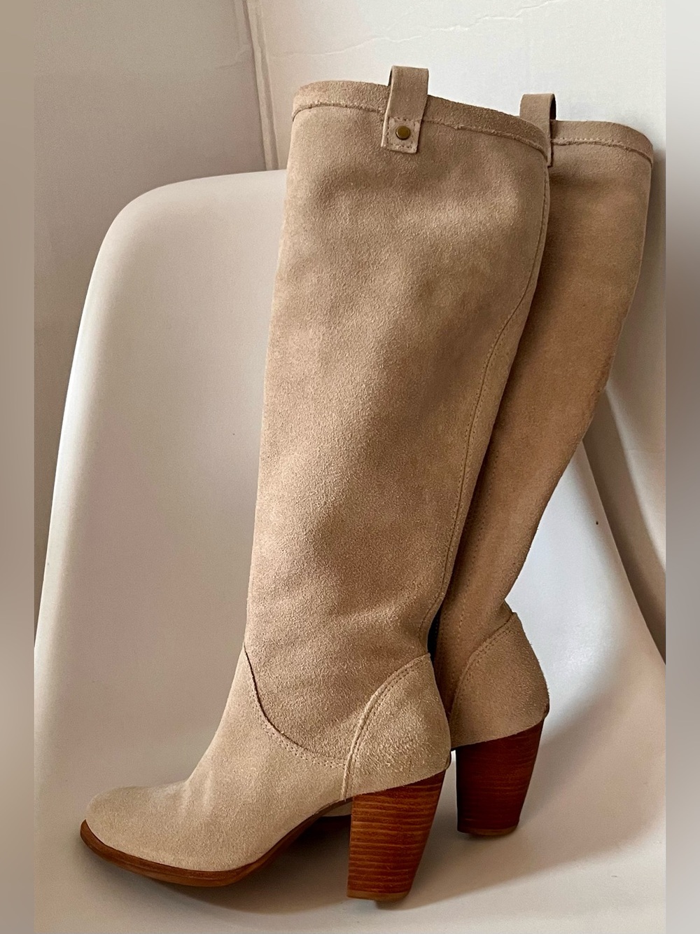 UGG Ava Knee High Waterproof Sheepskin Block Heel Boots Tan Women's US 6 - Picture 3 of 8